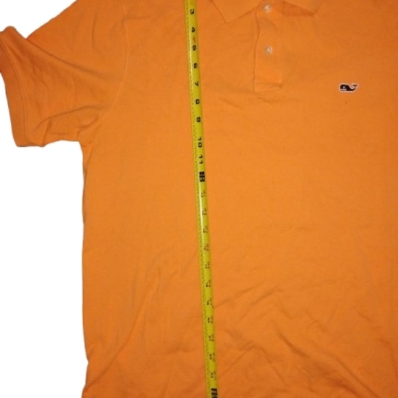 Vineyard Vines Polo Shirt Men Med Orange Solid Short Sleeve Golf Peru 100 Cotton - Picture 7 of 7